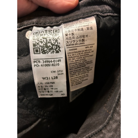 Levi's Wedgie Straight Jeans Black Wash Size 31x28 Distressed Denim - Picture 5 of 9